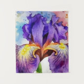 Paarse iris in Waterverf Wandkleed (Voorkant)