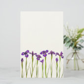 Paarse IRIS - Iris Flower Gepersonaliseerd Sjabloo Briefpapier (Staand voorkant)
