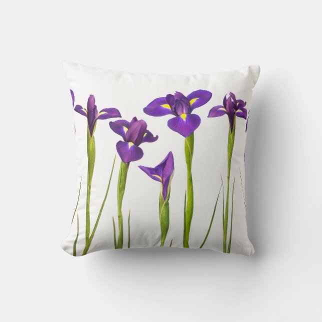 Paarse IRIS - Iris Flower Gepersonaliseerd Sjabloo Kussen (Voorkant)