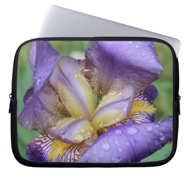 Paarse Iris (Iris Germanica) Laptop Sleeve (Voorkant)