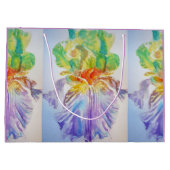 Paarse Iris Irises Floral Waterverf Gift Bag Groot Cadeauzakje (Achterkant)