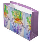 Paarse Iris Irises Floral Waterverf Gift Bag Groot Cadeauzakje (Achterkant Gekanteld)