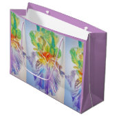 Paarse Iris Irises Floral Waterverf Gift Bag Groot Cadeauzakje (Voorkant Gekanteld)