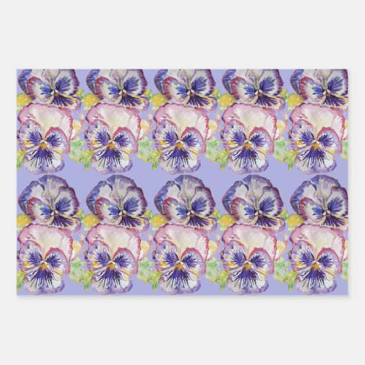 Paarse iris irissen bloem Waterverf schilderij Inpakpapier Vel (Voorkant 3)