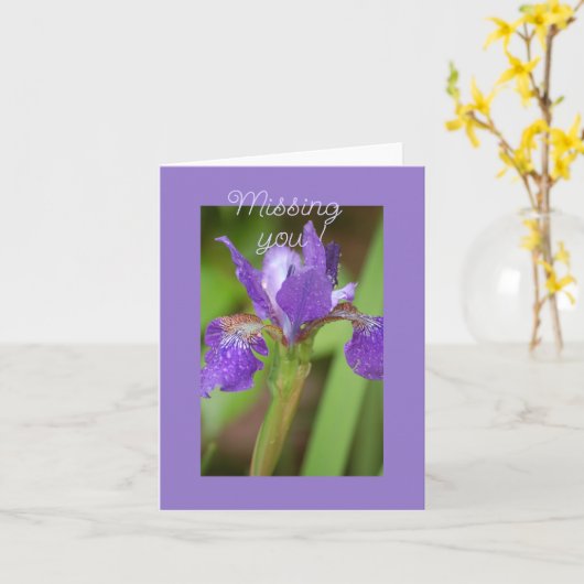 Paarse Iris - Je mist  Kaart (Gele Bloem)