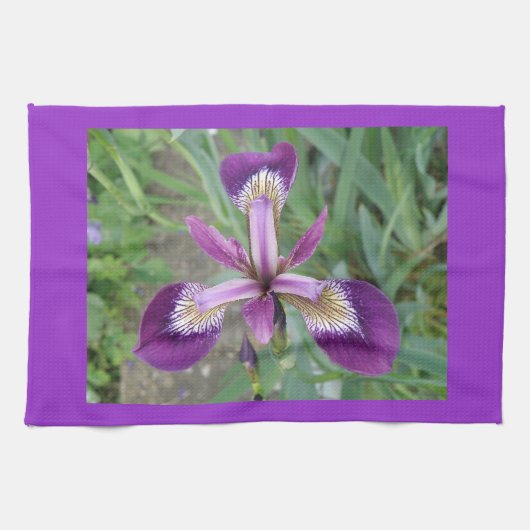 Paarse iris Kitchen Towel Theedoek (Horizontaal)