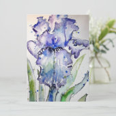 Paarse Iris Kunst Waterverf Verjaardagsuitnodiging Kaart (Staand voorkant)