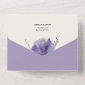 Paarse Iris Leaves Wedding All In One Uitnodiging (Achterkant)