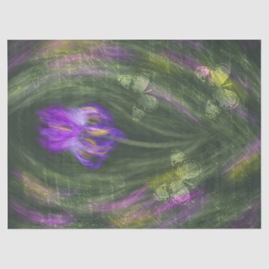 Paarse Iris met Butterflies ontkoppelen Tissuepapier (Voorkant)