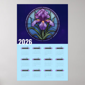Paarse Iris Muurkalender 2026 Poster