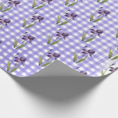 Paarse iris op gingham inpakpapier (Hoek)