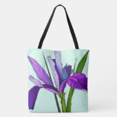 Paarse Iris op Mint, gepersonaliseerde Floral Draagtas (Achterkant)