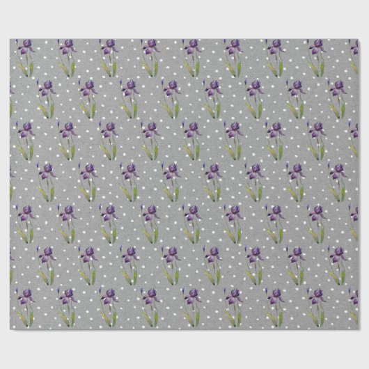 Paarse Iris op poka-dots wrapppapier Cadeaupapier (Vlak)