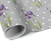 Paarse Iris op poka-dots wrapppapier Cadeaupapier (Rol Hoek)