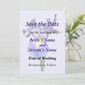 Paarse iris opslaan Datum Save The Date (Staand voorkant)