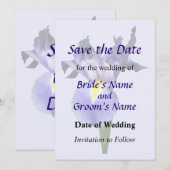 Paarse iris opslaan Datum Save The Date (Voorkant / Achterkant)