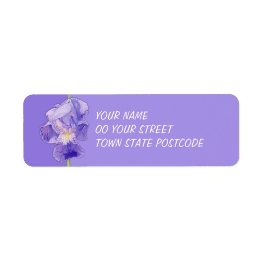 Paarse Iris paars Return Address Label (Voorkant)