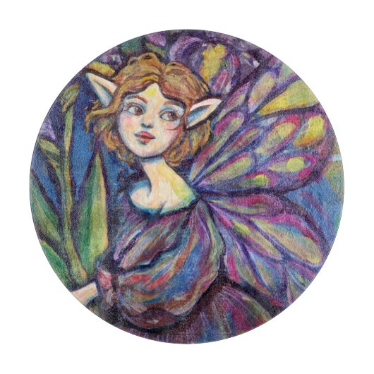 Paarse Iris Pixie Girl Snijplank (Voorkant)