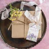 Paarse iris romantische bloemenbruiloft gunst cadeaulabel