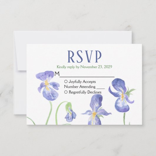 Paarse Iris RSVP Wedding Response Kaartje (Voorkant)