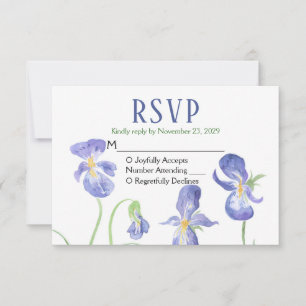Paarse Iris RSVP Wedding Response Kaartje