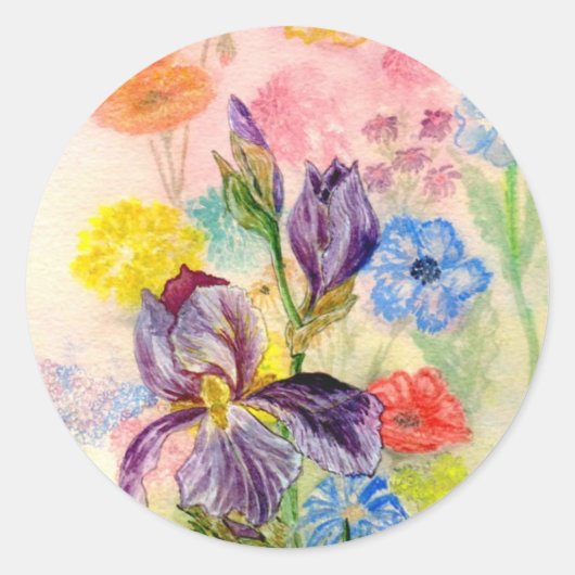 'Paarse iris' Sticker (Voorkant)