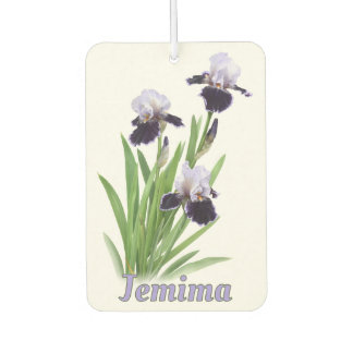 Paarse iris trio botanische kunst gepersonaliseerd luchtverfrisser