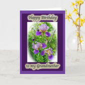 Paarse Iris Trio Grootmoeder Verjaardag Kaart (Gele Bloem)