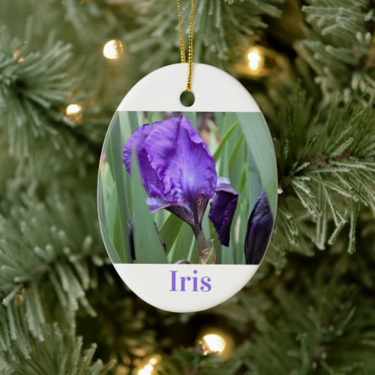 Paarse Iris-ventilator Keramisch Ornament (Boom)