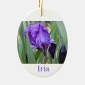 Paarse Iris-ventilator Keramisch Ornament (Achterkant)