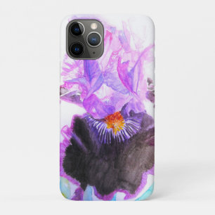 Paarse Iris Waterverf Bloem Bloemisterij Verjaarda iPhone 11 Pro Hoesje