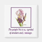 paarse Iris waterverf met gezegde Magneet (Voorkant)