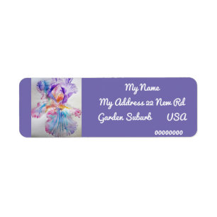 Paarse Iris Waterverf Return Address Labels