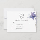 Paarse Iris Waterverf Wedding RSVP Kaartje (Voorkant)