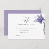 Paarse Iris Waterverf Wedding RSVP Kaartje (Voorkant / Achterkant)