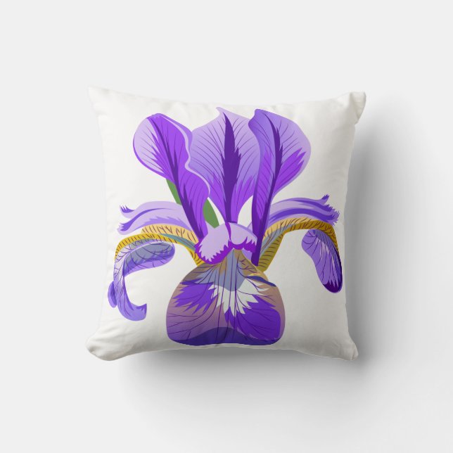 Paarse Iris Worpkussen Kussen (Voorkant)