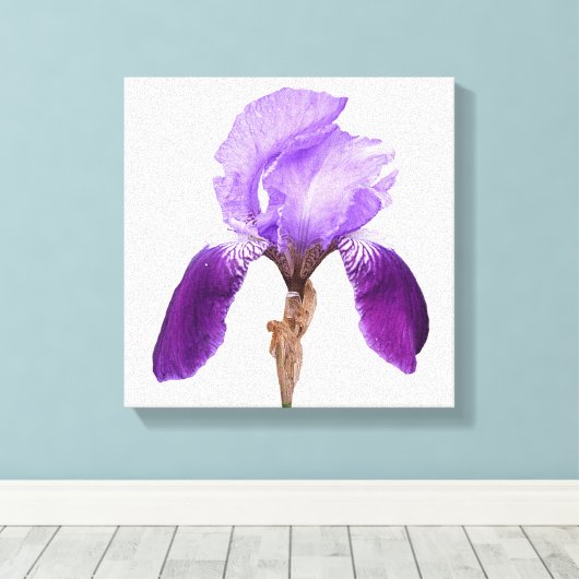 paarse irisbloem Moderne bloemenkunst Canvas Afdruk (Insitu (Houten vloer))