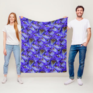 Paarse irisbloem / schuin / betegeld / fleece deken