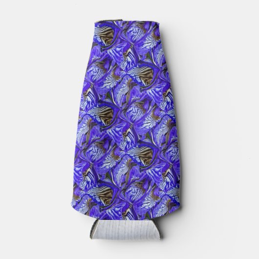 Paarse irisbloem / schuin / betegeld / flesjeskoeler (Voorkant)