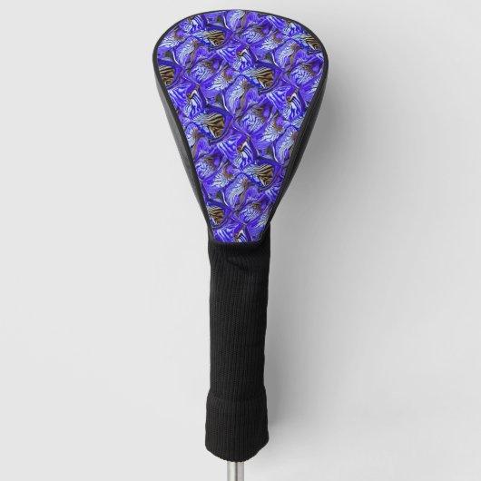 Paarse irisbloem / schuin / betegeld / golfheadcover (Voorkant)