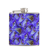 Paarse irisbloem / schuin / betegeld / heupfles (Voorkant)