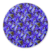 Paarse irisbloem / schuin / betegeld / keramische knop (Voorkant)