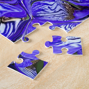 Paarse irisbloem / schuin / betegeld / legpuzzel