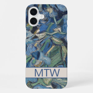  Paarse Irisbloemen Bloemmonogram iPhone 16 Plus Hoesje