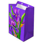 Paarse Irise Flowers Gift Bag Medium Cadeauzakje (Achterkant Gekanteld)