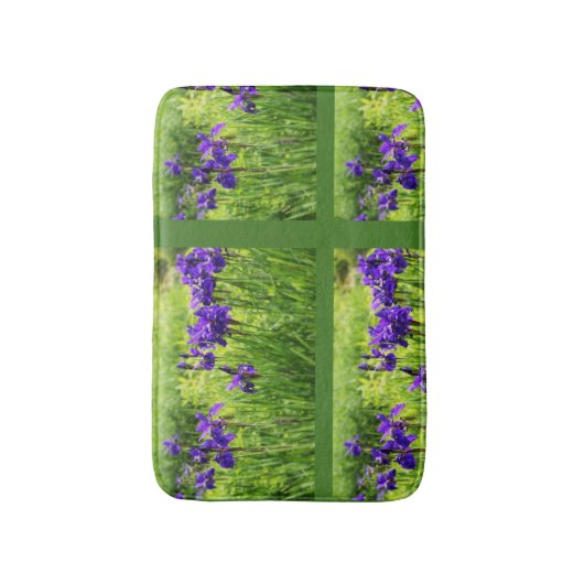 Paarse Irises Botanical Floral Art Bath Matt Badmat (Voorkant Verticaal)