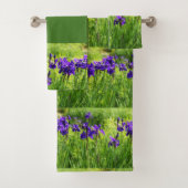 Paarse Irises botanische doekset Bad Handdoek (Insitu)