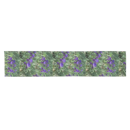 Paarse Irises Floral Pattern Table Runner Korte Tafelloper (Horizontaal)