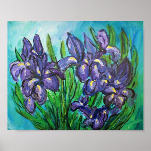 Paarse Irises Modern Art Painting Poster Prints (Voorkant)