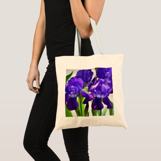 Paarse Irises Vloer Tote Bag (Voorkant (product))